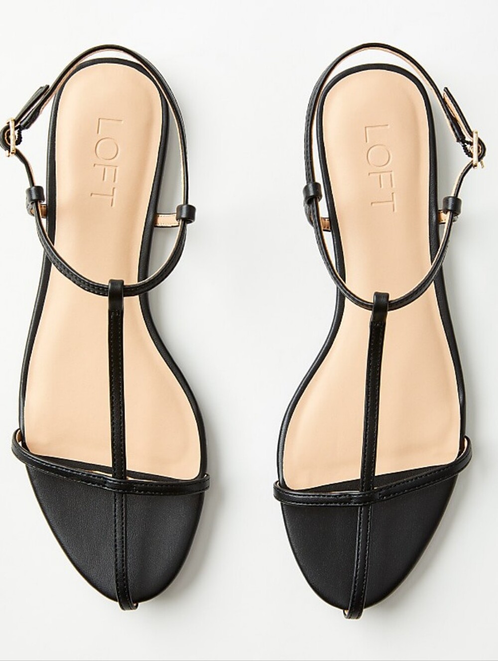 LOFT Black Skinny T-Strap Sandals (size 7, like new) - Picture 3 of 6
